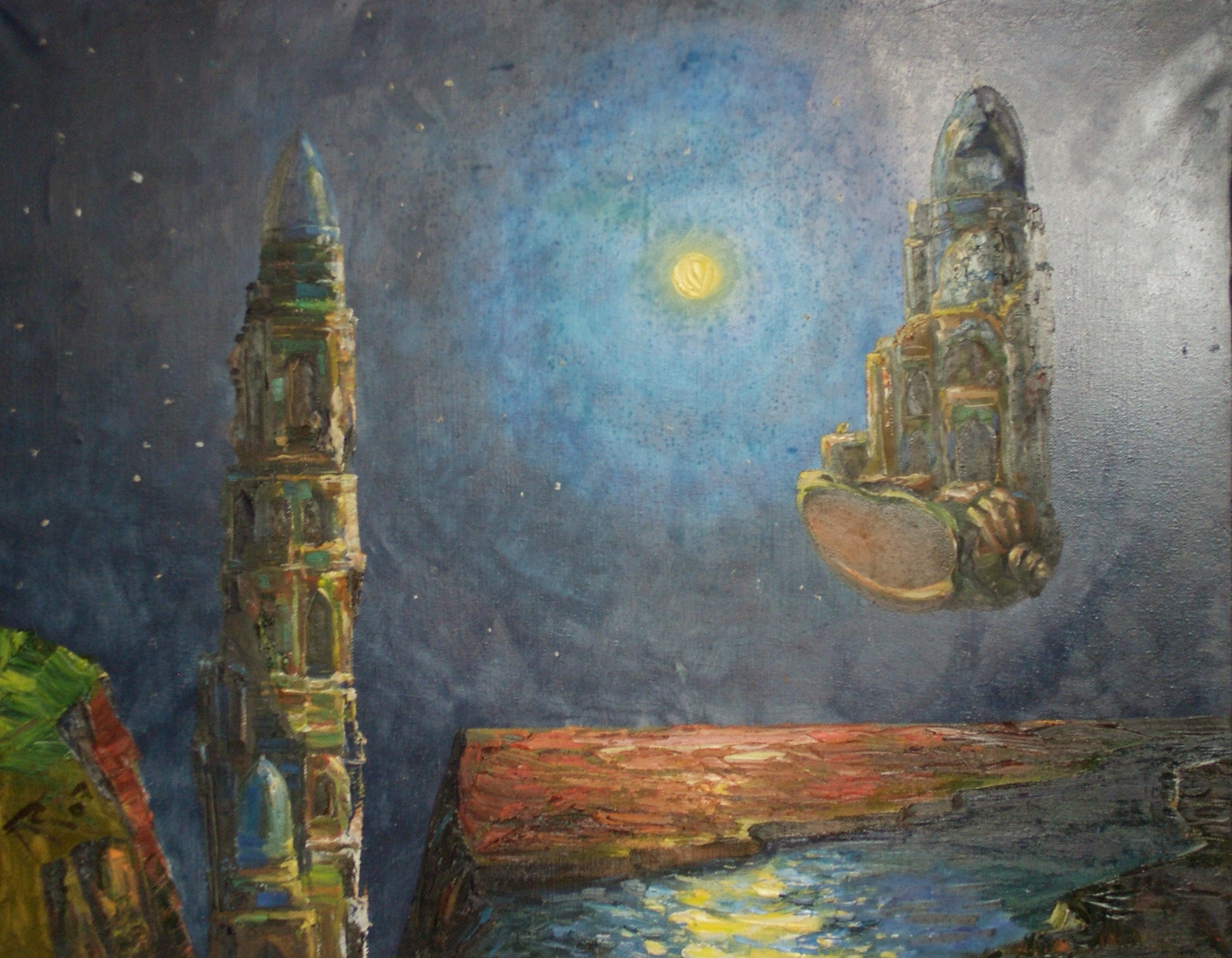 Night Landscape with Towers
